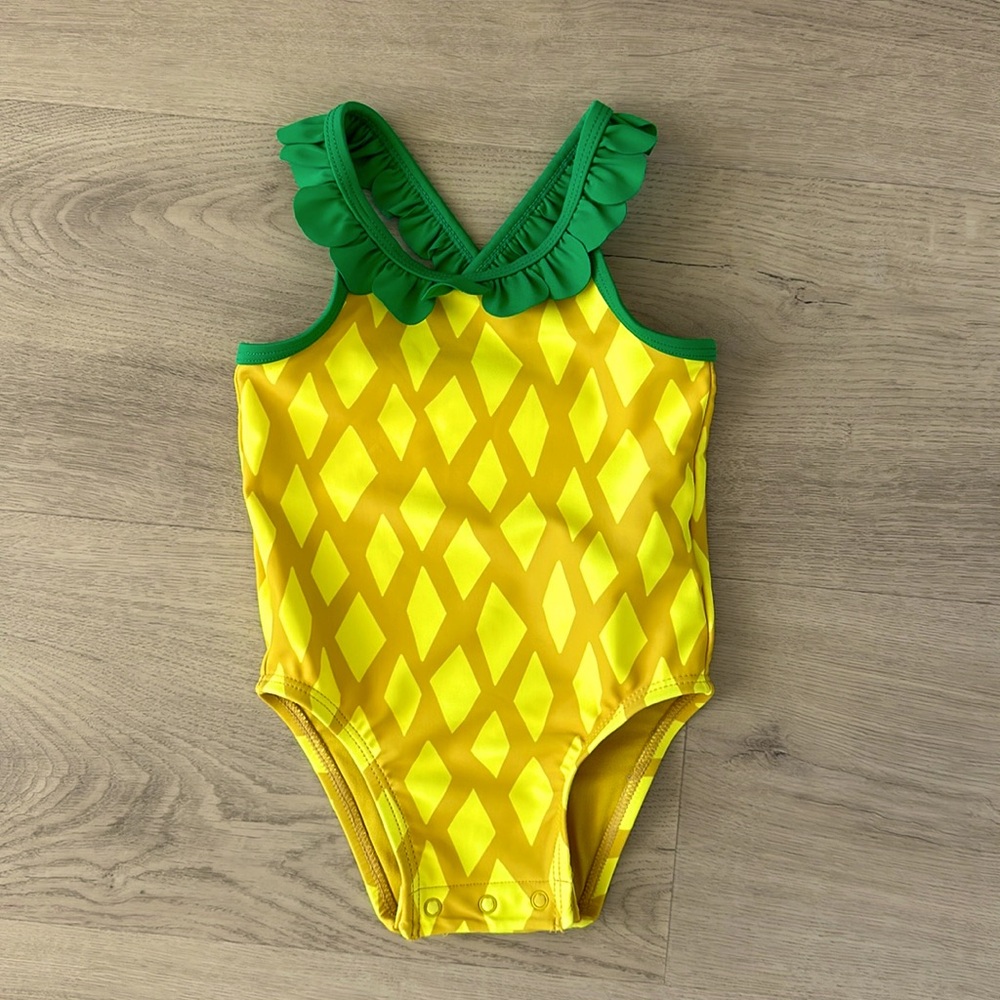 Old Navy 6-12m baby girl pineapple swimsuit EUC